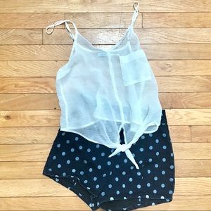 Kimchi Blue White Sheer Front knot with pocket